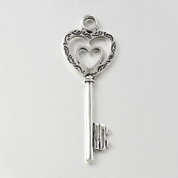 

PandaHall Tibetan Style Alloy Pendants, Skeleton Key, Cadmium Free & Nickel Free & Lead Free, Antique Silver, 51x18x2mm, Hole: 4mm Alloy Key