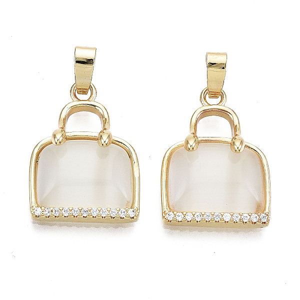 

PandaHall Natural Chalcedony Pendants, with Real 18K Gold Plated Brass Micro Pave Clear Cubic Zirconia Settings, Nickel Free, Bag...
