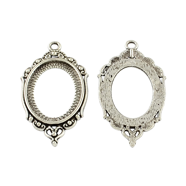

PandaHall Tibetan Style Zinc Alloy Open Back Pendant Cabochons Settings, Oval, Lead Free & Cadmium Free, Antique Silver, 42.6x23.7x3mm, Hole...