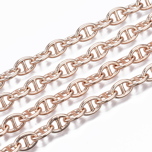 

PandaHall Brass Mariner Link Chains, Soldered, with Spool, Rose Gold, 10x6.6x1.4mm, about 16.4 Feet(5m)/roll Brass