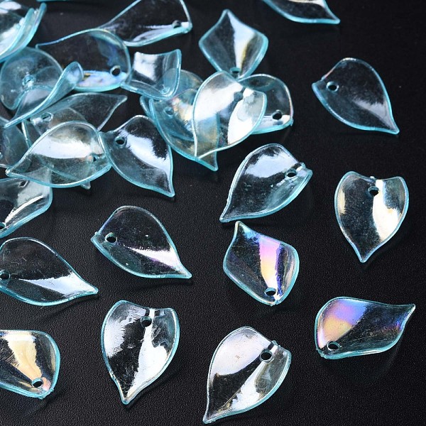 

PandaHall Transparent Acrylic Beads, AB Color, Petal, Dark Turquoise, 21x14x1mm, Hole: 2mm, about 2300pcs/500g Acrylic Flower
