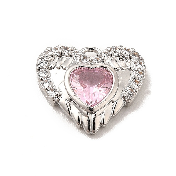 

PandaHall Rack Plating Brass Micro Pave Cubic Zirconia Charmts, Cadmium Free & Lead Free, Long-Lasting Plated, Heart with Wing Charm...