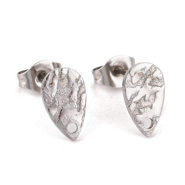 

PandaHall 304 Stainless Steel Stud Earring Findings, with Hole, Textured Teardrop, Stainless Steel Color, 10x6mm, Hole: 1mm, Pin: 0.8mm 304...