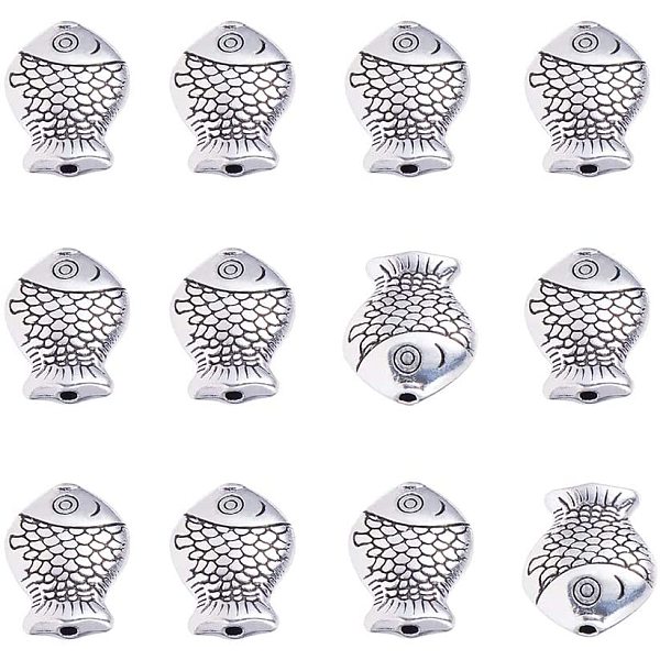 

PandaHall 60pcs Fish Spacer Beads Tibetan Alloy Antique Silver Animal Metal Beads Charms for Summer Bracelet Jewelry Making, 14x11mm Alloy...