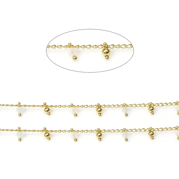 

PandaHall Handmade Faceted Natural Morganite Beaded Chains, Brass Curb Chains, Soldered, with Spool, Long-Lasting Plated, Golden...