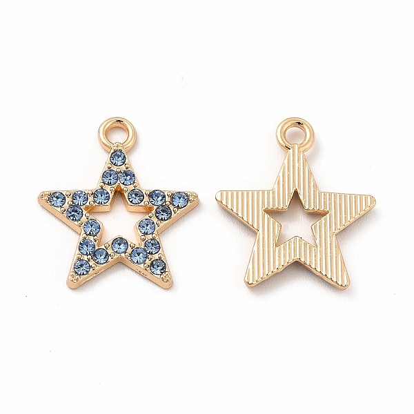 

PandaHall Rack Plating Eco-friendly Alloy Rhinestone Pendants, Star Charm, Golden, Sapphire, 17.5x15x2mm, Hole: 1.8mm Alloy+Rhinestone Star..., Blue