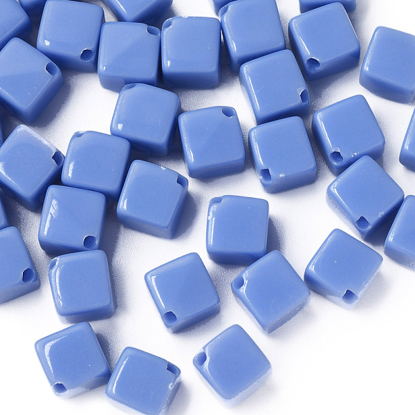 

PandaHall Opaque Acrylic Beads, Cube, Cornflower Blue, 13x14.5x14.5mm, Hole: 2mm, about 530pcs/500g Acrylic Cube