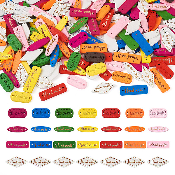 

PandaHall 240 Pcs 4 Styles Schima Superba Wood Links, Mixed Color, 60pcs/style Wood Mixed Shapes Multicolor