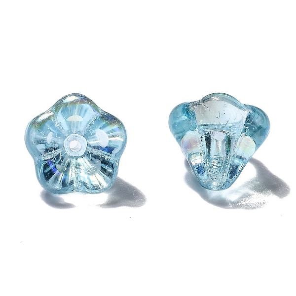 

PandaHall Transparent Czech Glass Beads, Flower, Light Sky Blue, 10x8mm, Hole: 2mm, about 120pcs/bag Czech Glass Flower