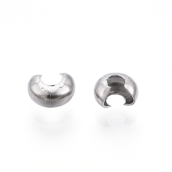 

PandaHall 304 Stainless Steel Crimp Beads Covers, Stainless Steel Color, 3.5x4mm, Hole: 1.4mm 304 Stainless Steel