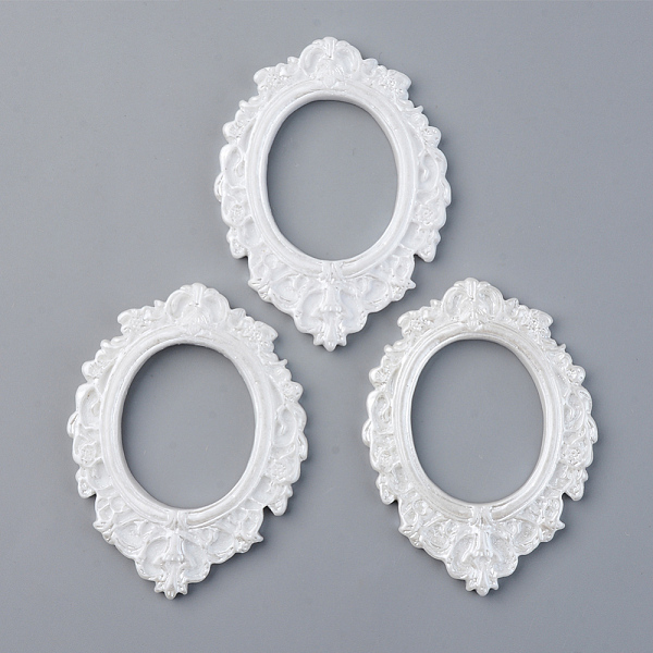 

PandaHall Resin Cabochon Settings, Open Back Bezel, Oval, White, Tray: 37x30mm, 72x54x5.5mm Resin Oval White