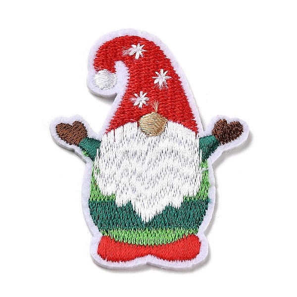 PandaHall Christmas Gnome Appliques, Computerized Embroidery Cloth Iron on/Sew on Patches, Costume Accessories, Red, 61x45.5x1mm Cloth Gnome...