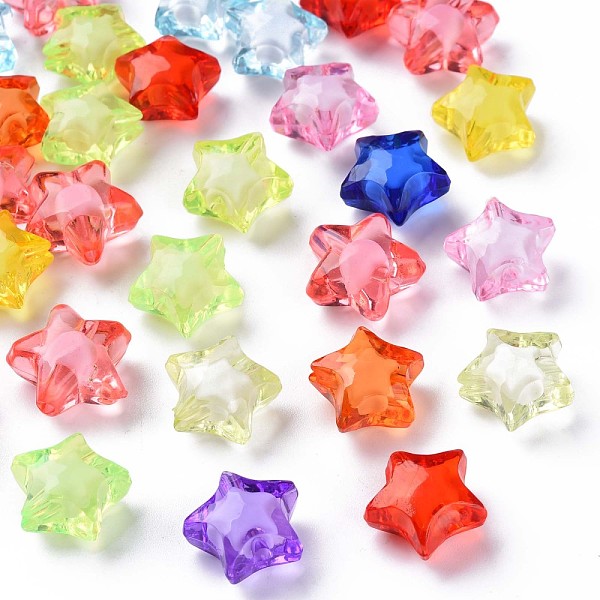 

PandaHall Transparent Acrylic Beads, Bead in Bead, Faceted, Star, Mixed Color, 14x15x8.5mm, Hole: 2mm, about 518pcs/500g Acrylic Star..., Multicolor