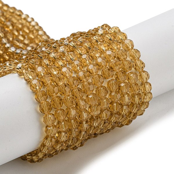 

PandaHall Transparent Glass Beads Strands, Faceted(32 Facets), Round, Sandy Brown, 4mm, Hole: 0.7mm, about 87~93pcs/strand, 32~33cm Glass...