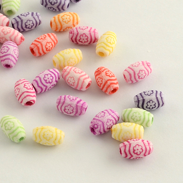 

PandaHall Craft Style Acrylic Beads, Barrel, Mixed Color, 6x10mm, Hole: 2mm, about 2000pcs/500g Acrylic Barrel Multicolor