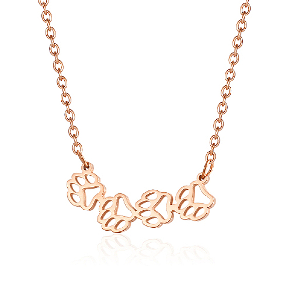 

PandaHall Stainless Steel Pendant Necklace, Hollow Dog Paw Prints, Rose Gold, No Size Stainless Steel Paw Print