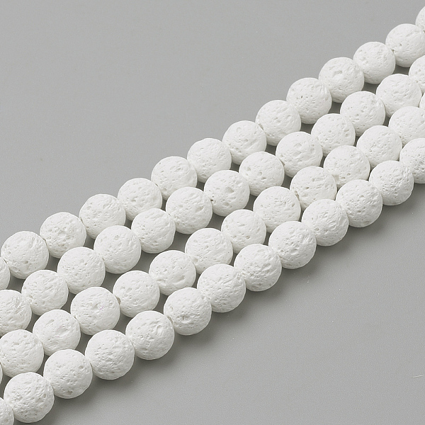 

PandaHall Synthetic Lava Rock Beads Strands, Dyed, Round, White, 10mm, Hole: 1mm, about 39pcs/strand, 14.96 inch(38cm) Lava Rock Round White