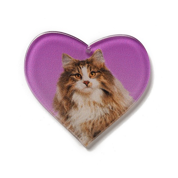 

PandaHall Opaque Acrylic Pendants, Cat, Heart, Medium Orchid, 37x40x2mm, Hole: 1.6mm Acrylic Heart
