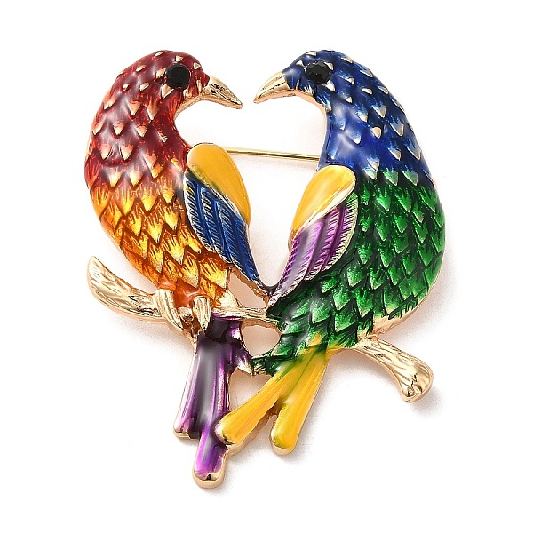 

PandaHall Alloy Jet Rhinestone Brooch, Bird Enamel Pins, for Backpack Clothes, Bird, 46x37x10mm, hole: 5.5x4mm Alloy+Enamel Bird Black