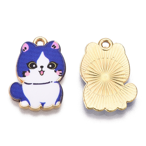 

PandaHall Printed Alloy Pendants, Light Glod, Cat Charms, Blue, 21x14.5x1.5mm, Hole: 1.4mm Alloy Cat Shape Blue