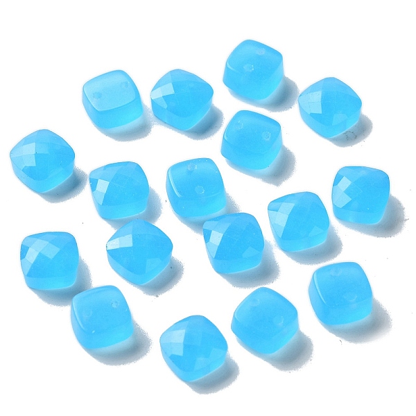

PandaHall Glass Beads, Faceted, Square, Half Drilled, Dodger Blue, 9.5x9.5x5mm, Hole: 1mm Glass Square
