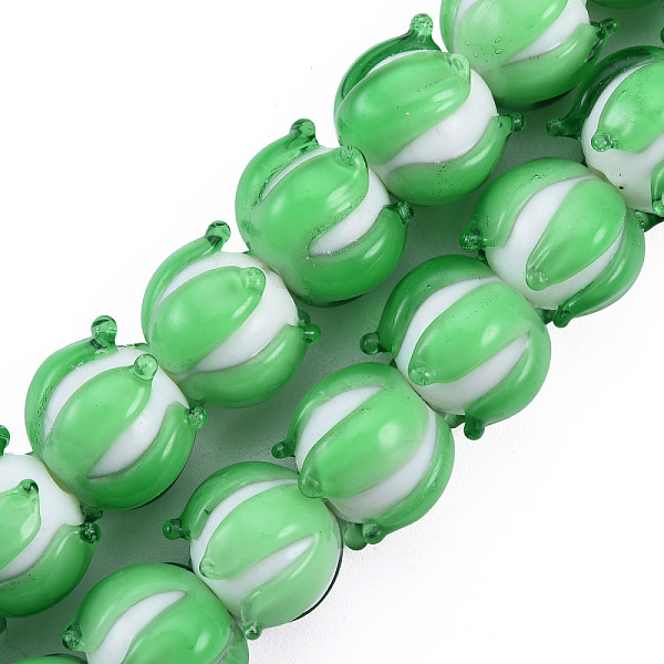 

PandaHall Handmade Lampwork Beads Strands, Flower, Medium Spring Green, 12x12~12.5x10mm, Hole: 1.2~1.6mm, about 45pcs/strand, 16.93...