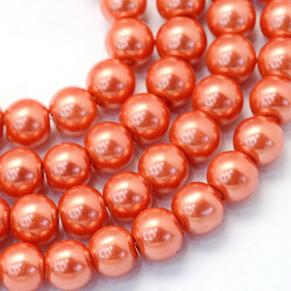 

PandaHall Baking Painted Pearlized Glass Pearl Round Bead Strands, Tomato, 4~5mm, Hole: 1mm, about 200~210pcs/strand, 31.4 inch Glass Round..., Red