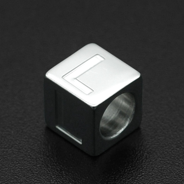 

PandaHall 201 Stainless Steel European Beads, Large Hole Beads, Horizontal Hole, Cube, Stainless Steel Color, Letter.L, 7x7x7mm, Hole: 5mm...