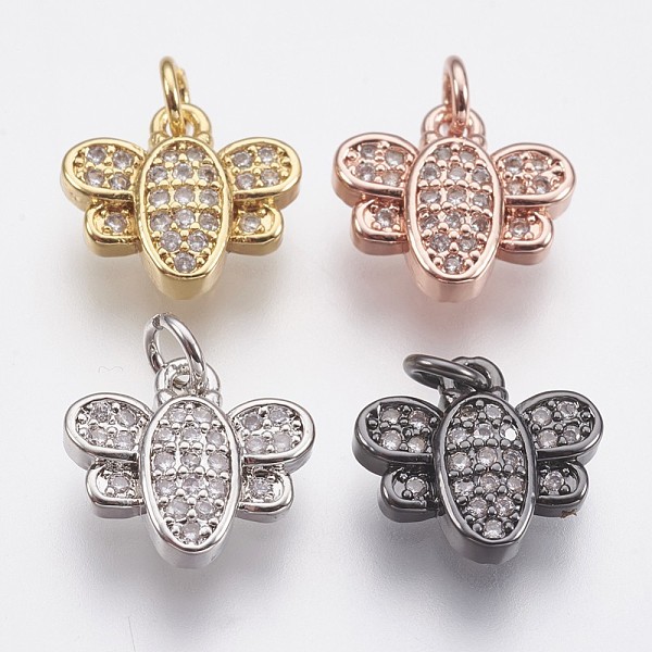 

PandaHall Brass Micro Pave Cubic Zirconia Charms, Butterfly, Mixed Color, 10.5x11.5x3mm, Hole: 1.4mm Brass+Cubic Zirconia Butterfly..., Multicolor