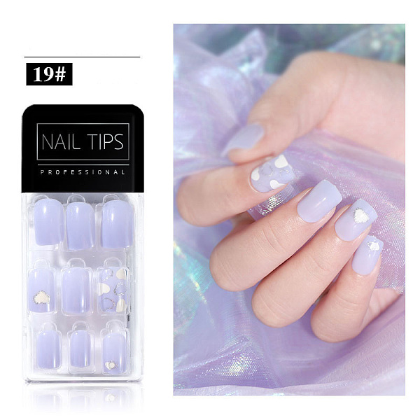 

PandaHall 30pcs PVC False Nail Tips, Lilac, 9.8x4.3cm Plastic Purple