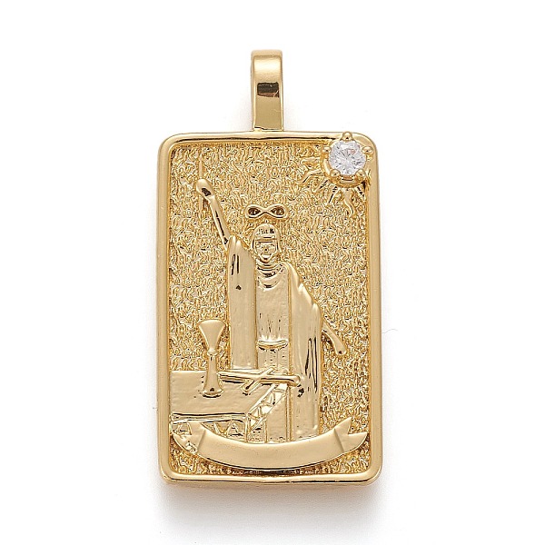 

PandaHall Brass Micro Pave Clear Cubic Zirconia Pendants, Real 18K Gold Plated, Tarot Card Charms, The Magician, The Magician I, 30x15x4mm...