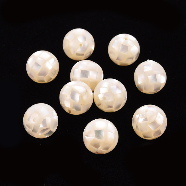 

PandaHall Resin Beads, with Natural White Shell, Round, Creamy White, 12.5mm, Hole: 1mm Shell+Resin Round