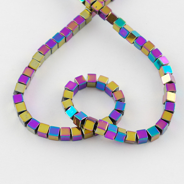 

PandaHall Non-magnetic Synthetic Hematite Beads Strands, Grade A, Cube, Multi-color Plated, 4x4x4mm, Hole: 1mm Non-magnetic Hematite Cube