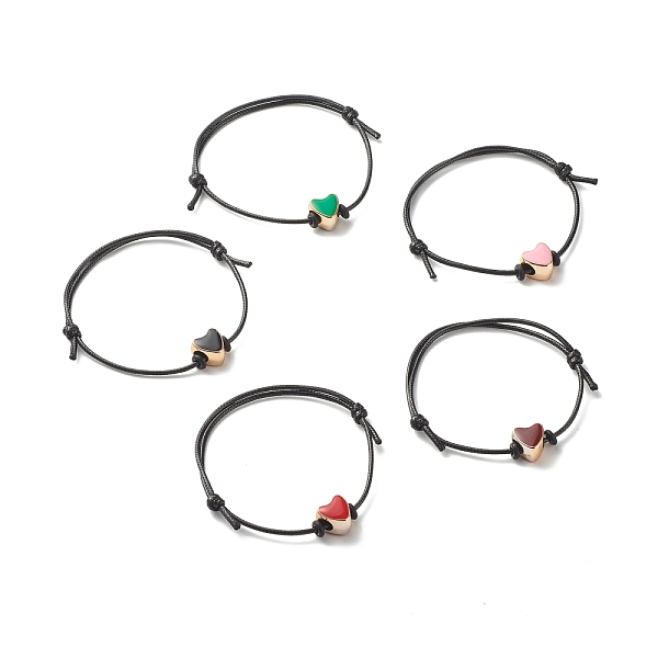 

PandaHall Heart Acrylic Enamel Beads Adjustable Cord Bracelet for Teen Girl Women, Mixed Color, Inner Diameter: 1-7/8~3-3/8 inch(4.8~8.5cm)..., Multicolor