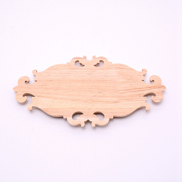 

PandaHall Natural Wood Carved Onlay Applique Craft, Unpainted Onlay Furniture Home Decoration, Oval, BurlyWood, 112x200x10mm Wood Oval..., Orange