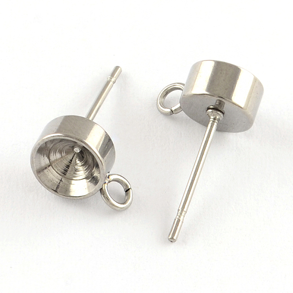 

PandaHall 201 Stainless Steel Stud Earring Settings, with Loop and 304 Stainless Steel Pins, Stainless Steel Color, Fit for 6mm rhinestone...