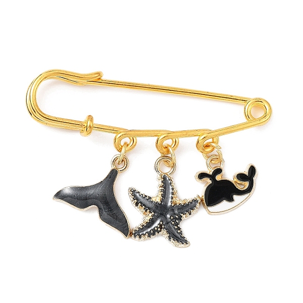 

PandaHall Marine Theme Pendant Alloy Enamel Brooches, Golden Iron Kilt Pins for Women, Starfish & Shell & Fishtail, Black, 39x50x5.5mm Iron...
