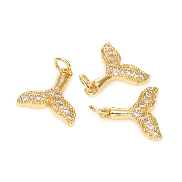 

PandaHall Brass Micro Pave Cubic Zirconia Charms, with Jump Ring, Long-Lasting Plated, Fishtail, Clear, Golden, 14.5x14x2.5mm, Hole: 3mm...