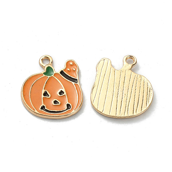 

PandaHall Halloween Rack Plating Alloy Enamel Pendants, Light Gold, Pumpkin Charm, Sandy Brown, 19x17.5x1.5mm, Hole: 2mm Alloy+Enamel...