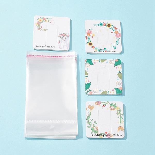 

PandaHall 40Pcs 4 Styles Square Floral Paper Hair Clip Display Cards, Hair Bow Holder Cards, Hair Accessories Supplies Headdress Card, with..., Multicolor