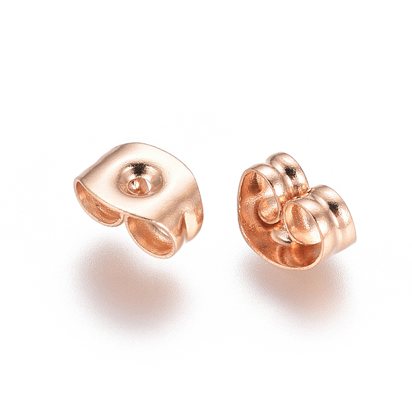 

PandaHall 304 Stainless Steel Ear Nuts, Butterfly Earring Backs for Post Earrings, Rose Gold, 6x4x3mm, Hole: 1mm 304 Stainless Steel