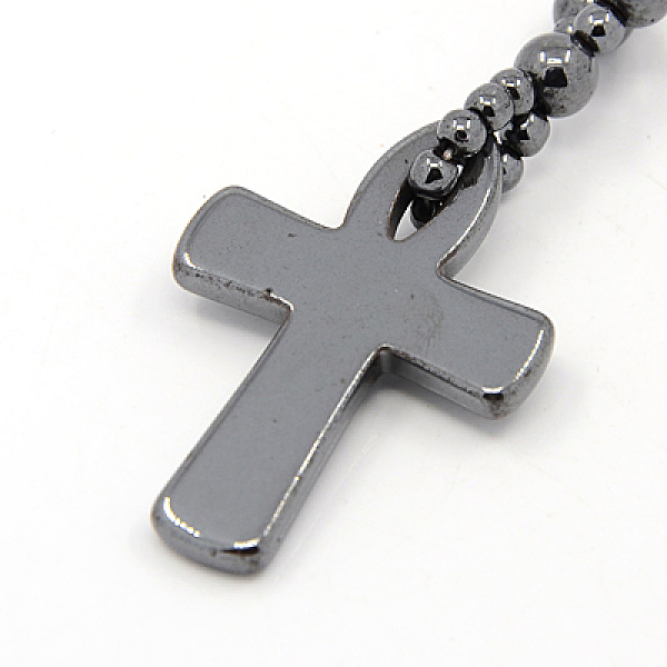 Mens Saint Ankh Cross Hematite Pendant Necklaces