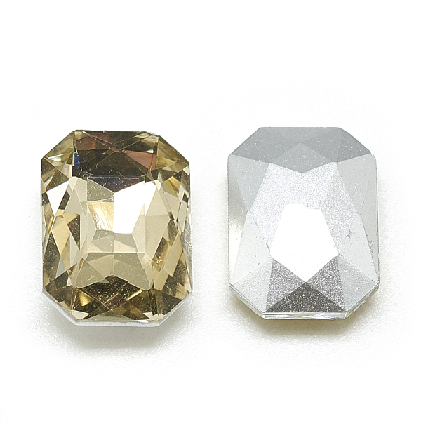 

PandaHall Pointed Back Glass Rhinestone Cabochons, Faceted, Rectangle Octagon, Coffee, 8x6x3mm Glass Rhinestone Octagon Yellow