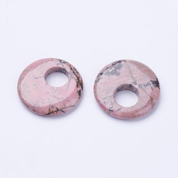 

PandaHall Natural Rhodonite Pendants, Donut, 40x7mm, Hole: 12~14.5mm Rhodonite Donut Pink