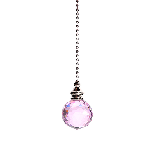 

PandaHall Glass Crystal Ceiling Fan Pull Chain Extenders, with Metal Ball Chains, Round Ball Pendant Suncatcher, Pink, 545mm Glass Round...