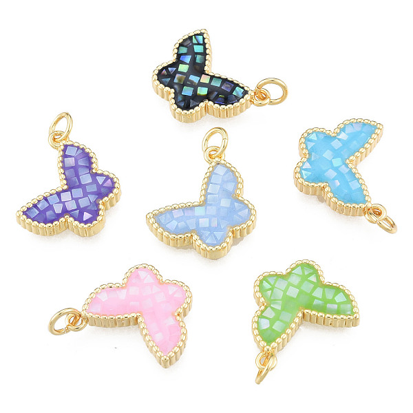 

PandaHall Natural Abalone Shell/Paua Shells Dyed Pendants, with Real 18K Gold Plated Brass Findings and Open Jump Rings, Nickel Free..., Multicolor
