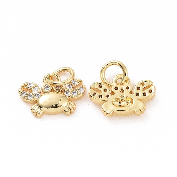 

PandaHall Brass Micro Pave Cubic Zirconia Pendants, with Jump Ring, Crab Charm, Golden, 9x12x2mm, Hole: 3mm Brass+Cubic Zirconia Crab Clear