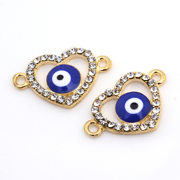 

PandaHall Alloy Rhinestone Links connectors, Enamel Style, Heart with Evil Eye, Light Gold, 15x23.5x2.5mm, Hole: 2mm Alloy Rhinestone+Enamel..., Clear