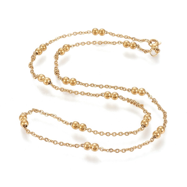 

PandaHall 304 Stainless Steel Cable Chain Necklaces, with Beads and Lobster Claw Clasps, Golden, 20.28 inch(51.5cm) 304 Stainless Steel