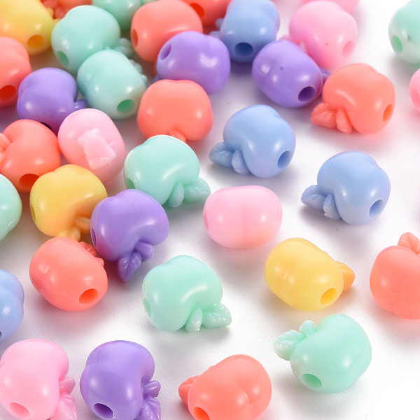 

PandaHall Opaque Acrylic Beads, Apple, Mixed Color, 14x13.5x10.5mm, Hole: 3mm, about 495pcs/500g Acrylic Fruit Multicolor